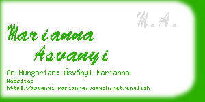 marianna asvanyi business card