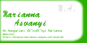 marianna asvanyi business card